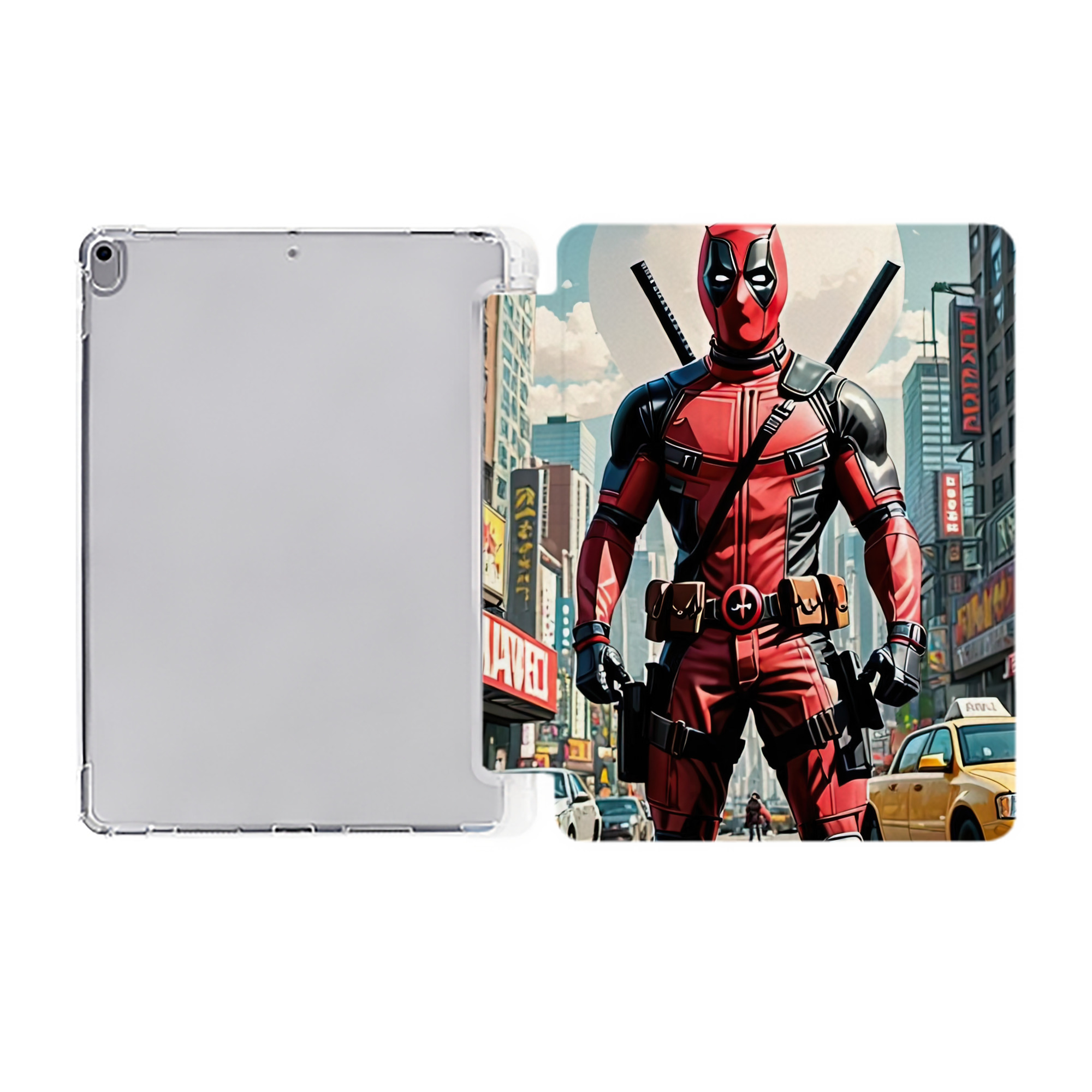 （画像用） Deadpool デッドプール IPad ケース ペン収納付き 三つ折りスタンド PUレザー×シリコン 対応機種9.5/10.5/10.9インチ